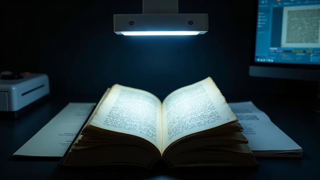 Buchscanner digitalisiert einen historischen handschriftlichen Band